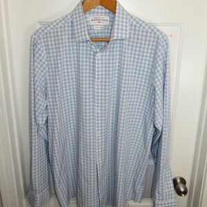 Mizzen+Main Trim Fit Gingham Check Long Sleeve Button Up Shirt XXL Blue/White